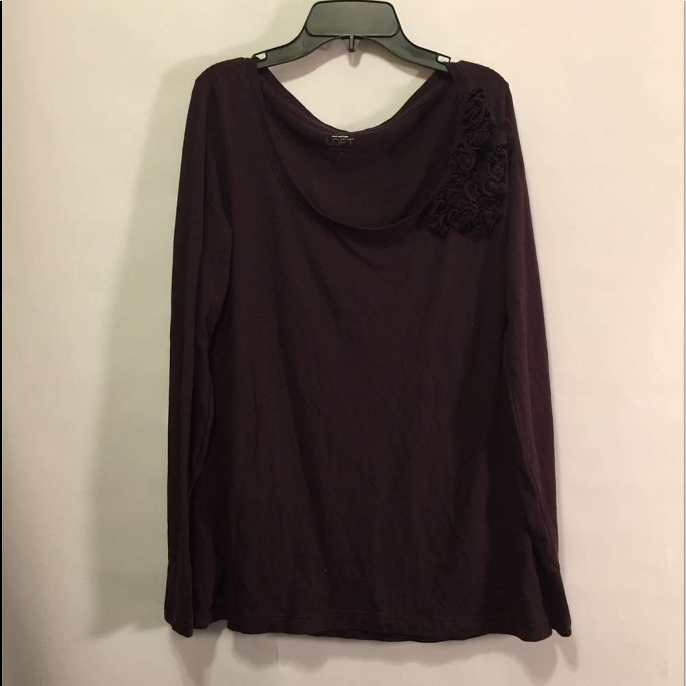Ann Taylor loft long sleeve burgundy shirt sz lg